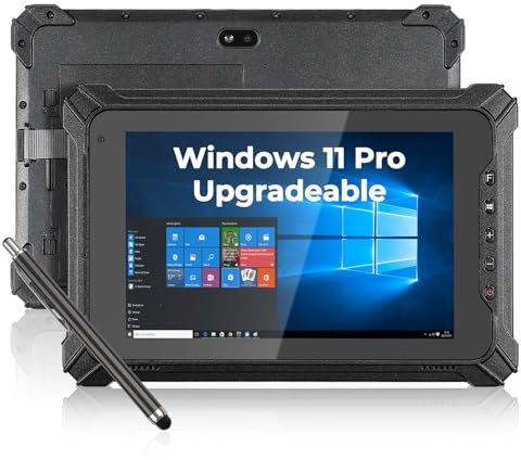 MUNBYN Rugged Tablet IRT06, 8 inch Windows 10 Pro, 8GB+128GB, Intel N5100, Sunlight Readable, 4G LTE GPS Heavy Duty Industrial Outdoor Work Tablet PC, BT5.1 Wi-Fi for Workers 2024
