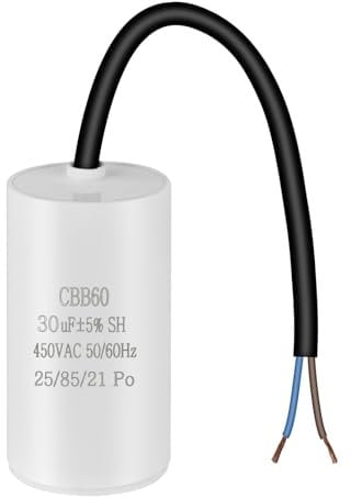 OFFCUP CBB60 Condensador Permanente 30μF, 450V 50/60Hz Condensador de Arranque para Motores Eléctricos con Alambre, Condensador de Arranque, Adecuado para Compresores, Lavadoras, Aires Acondicionados