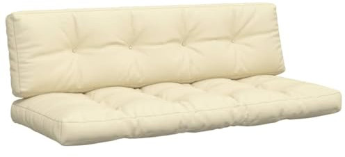 vidaXL Palettenkissen 2-TLG., Palettenpolster für Europaletten, Palettensofa Kissen Indoor Outdoor, Palettenauflage Sitzkissen Rückenkissen, Creme Stoff