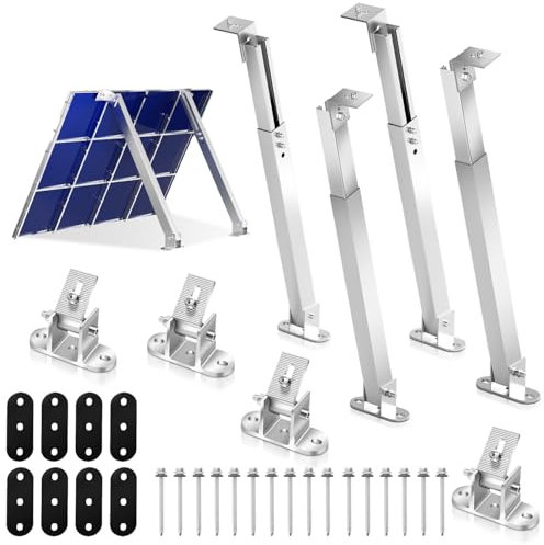 Jiubiaz Lot de 2 paires de supports de panneau solaire réglables de 0 à 60 ° - Pour toit plat et bateau