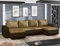 Easy4You Brooklyn Braun + Kunstleder Ecksofa U-Form 315 cm mit Schlaffunktion und Stauraum - Schlafsofa mit Bettkasten - Moderne Wohnzimmermöbel – Stoff: Lux02/Soft23