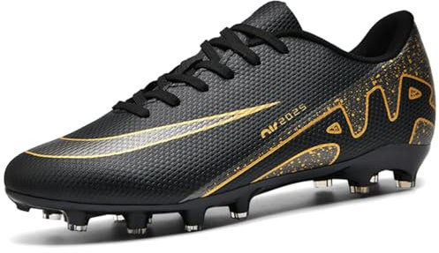 WOWEI Botas de Fútbol Hombre Profesionales Zapatillas de Fútbol Spike Aire Libre Niños Hombre Calzado de Fútbol Atletismo Atletismo Training Zapatos de Fútbol Tacos (Negro-3, 43EU)