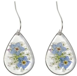Visxcnu 1pc Ohrringe Vergissmeinnicht, für Frauen Mädchen Tropfen Ohrringe 14 Karat Vergoldet, Blumenohrringe Elegant süß gepresste Blumen-Ohrringe Tropfen-Ohrringe Schmuck