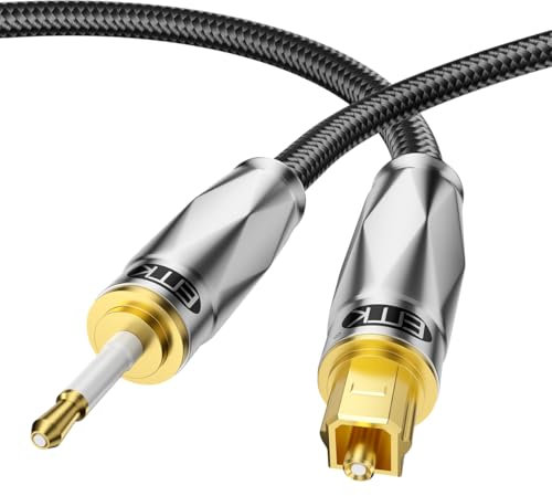 EMK Toslink a Mini Toslink - Cavo audio ottico digitale S/PDIF placcato oro 24K, per home theater, soundbar, TV, amplificatore, sistemi Hi-Fi (1,5 metri)