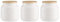 Price & Kensington Acorn Ceramic Tea Coffee & Sugar Storage Jars Set with Wooden Lids Embossed Acorn Design 700ml Capacity Airtight Silicone Seal Soft Cream Glaze Durable Stoneware Kitchen Jars