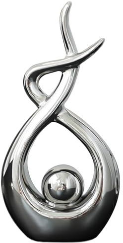 Decoración de cerámica Resumen 6.3x12.6in Arte abstracto moderno Decoración abstracta de plata resistente a la resistencia para sala para sala de estar, comedor, centro de mesa, oficina, decoración d