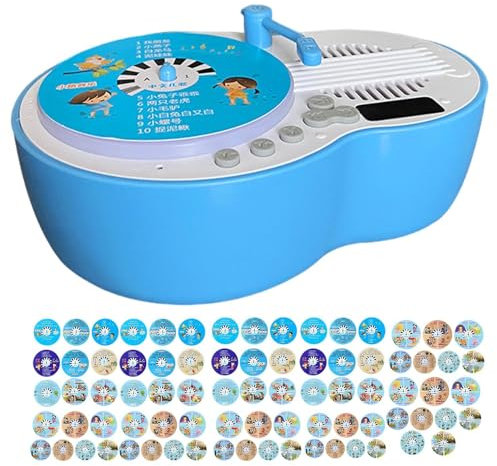 Tocadiscos para Niños con 84 Tarjetas, Música De Cuentos, Juguetes Educativos para La Primera Infancia, Caja De Música, para Niños De 3 A 6 Años