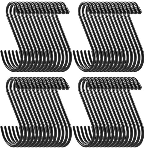 LDHHYH 30 Pack 15.5 cm Large Heavy Duty S Hooks, Non Slip Vinyl Coated S Hook for Hanging, Steel Metal Black Rubber Coated Closet S Shaped Hook for Plants, Jeans, Pot Pan, Cups, Towels, Hats