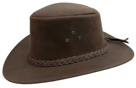 Outbacker Kinder Cowboy Hut- wetterfest und robust in braun und schwarz, Größe 54-57