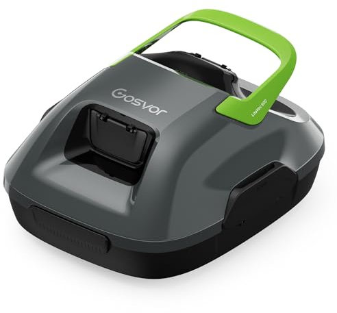 Gosvor Poolroboter, Akku Poolsauger mit 90 Min. Reinigungszeit, Einfach zu Bedienen, Selbstparkfunktion, Poolsauger Bodensauger Ideal für 80 ㎡ Oberirdische Pools, Grau-Grün