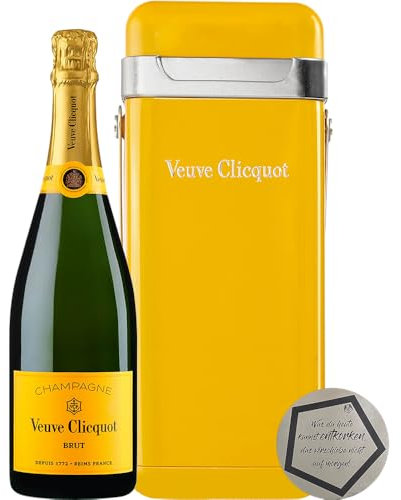 1 Stück Veuve Clicquot | Yellow Label Brut Champagner Clicquot Cooler 0.75 l 12% vol inkl. LOVEVINO Silver Button Sticker