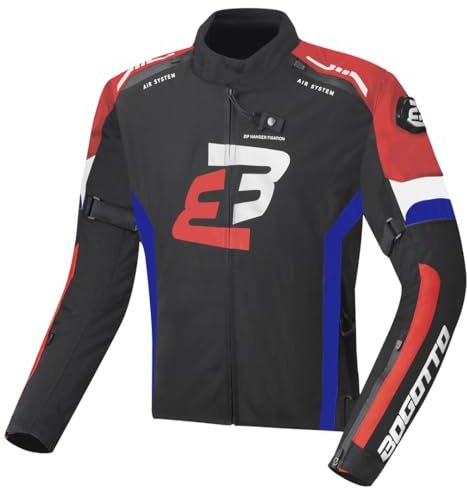 Bogotto GPX wasserdichte Motorrad Textiljacke, schwarz/rot/blau, 3XL