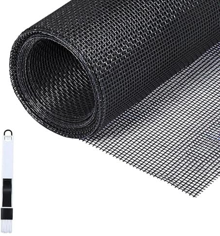 Fillis Mosquitera para Ventanas, 150x300cm Mosquitera de Fibra de Vidrio Mosquitera Cortada a Medida DIY con Cepillo de Limpieza, Mosquitera de Gasa para Ventanas y Puertas, Negro