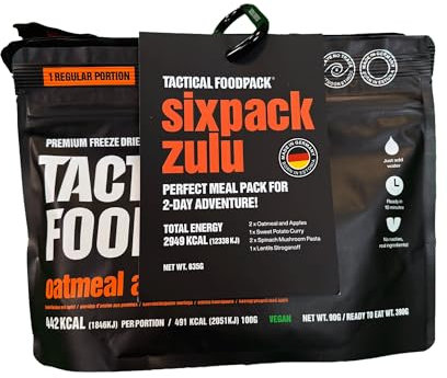 Tactical Foodpack Sixpack Zulu (6 Mahlzeiten) - Gefriergetrocknete Mahlzeiten I zum Verzehr bereit I MRE I Survival I Outdoor Nahrung I Trekking Nahrung I Expedition I Office