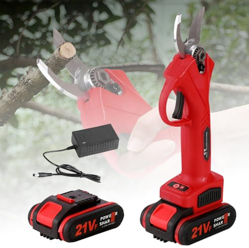 21V 600w Secateur Electrique Sans Fil, 40mm Secateur Electrique 6500 Mah, SéCateur éLectrique Avec Batteries, pour La Taille Le Jardinage Les Arbres Fruitiers Et Le Vignoble (2 batteries)