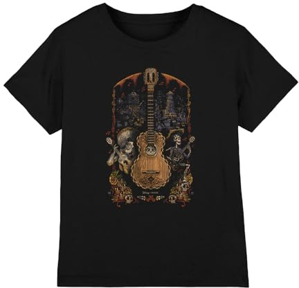 Coco Boy's Coco Painted Poster with Guitar, Ernest, Miguel and Hector Unisex Kids T Shirt T-Shirt