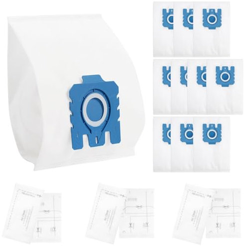 10 Pack GN 3D Efficiency Dust Bags Compatible with Miele GN Hoover Bag for Classic C1 Complete C2 Complete C3 S2 S5 S8 S400 Series Vacuum Cleaners with 3 Motor Protection Filter 3 Exhaust Filter