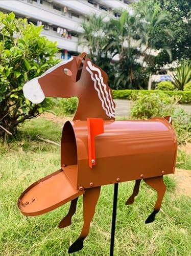 Briefkasten mit Bauernhoftieren, wetterfester Briefkasten für Garten, Hof, Bauernhof und Ranch, personalisierter Metall-Briefkasten mit kreativem Pferde-Design