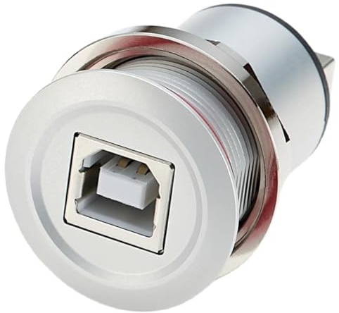 Threaded Fixed USB B to A Flush Panel Mount Adapter USB 2.0 Female to Type B Female Printer Data Transfer Round Connector Feed Thru Bulkhead Coupler for Scanner External Hard Drive (1PCS)