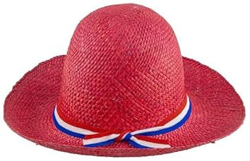 LP Divertissements Chapeau de paille rouge avec ruban france hollande femme
