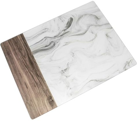Marble & Wood Effect Glass Kitchen Worktop Saver Chopping Board Trivet Pot Stand