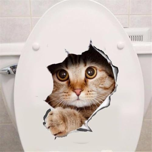 Funny Cat Dog Toilet Stickers Waterproof Wall Art Decal Sticker Removable DIY Bathroom Decoration Decor Toilet Lid Decals