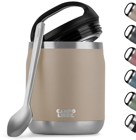 Campo Libre.® Food Flask 600ml – Thermos Lunch Box with Spoon, BPA-Free Hot & Cold Food Container for Soup, Porridge, Baby Food, Camping or School – Leakproof & Ideal for On-the-GO
