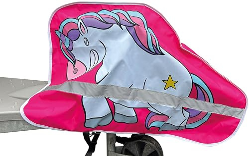 Deichselabdeckung für Wohnwagen und Pferdeanhänger, 90 x 60 cm, Pink mit Einhorn-Motiv, 2 Befestigungspunkte