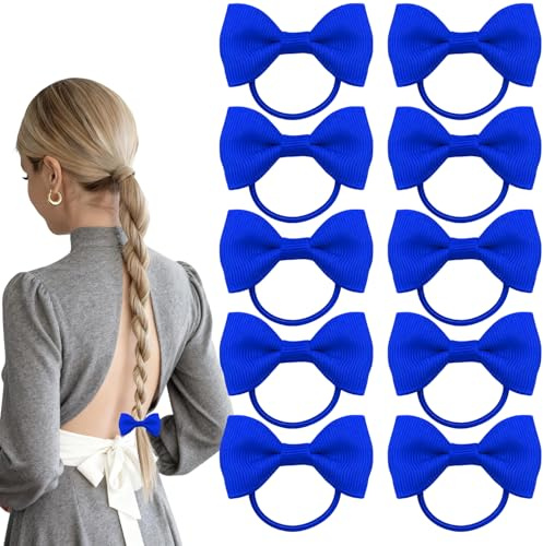 10 Stück blaue Haarschleifen Haargummis | Schleifen für Kinder, Kleinkinder, Frauen, Schule, Alltag, Auftritte (Blau)
