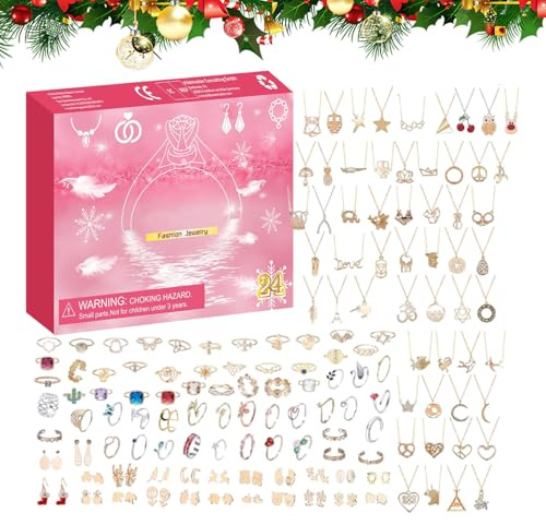 Zegaqae Weihnachts-Countdown-Kalender 2025,Saisonale Weihnachtliche Festfreude - 24-Tägiger Weihnachts Countdown Kalender Mit Schmuck - Für Teenager Familie Freunde Mädchen Teenager Frauen