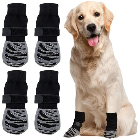 4 Stück Hundeschuhe, rutschfeste Silikonschutzhülle Für Hundepfoten Hundeschuhe Pfotenschutz Outdoor, Geräuschlos Und Kratzfest Für Drinnen Hundesocken, Für ältere Hunde geeignet (mittelgroß)
