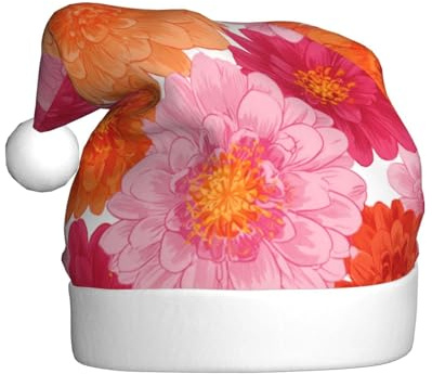 Woshuwo Weihnachtsmütze für Erwachsene, mit Blumenmuster, Orange / Rosa