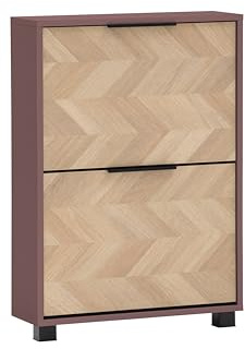Schildmeyer Schuhschrank Schuhkipper Piazza 160855, Mauve/Fischgräten Dekor, 59,8 x 19,5 x 85,7 cm, platzsparend durch geringe Tiefe