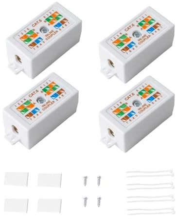 JiangZShangM 4PCS RJ45 Cat6 Junction Box Inline Connector, RJ45 Socket Punch Down Ethernet Cable Connector for Cat6 Cat5e Cat5 Network Cables, Ethernet Joiner and Ethernet Coupler for Cable Extension