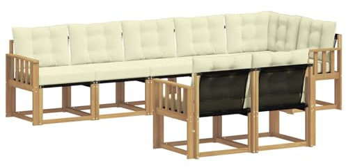 vidaXL Outdoor-Sofagarnitur mit Kissen 8 pcs Weiß und Creme, Garten Loungemöbel, modernes Ecksofa, robust Sitzgruppe, Terrassenmöbel für Komfort