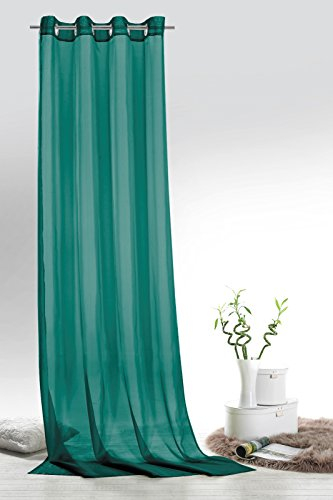 Fashion&Joy - Ösenschal Voile Petrol HxB 245x140 cm - transparent einfarbig - Dekoschal türkis Gardine Typ418