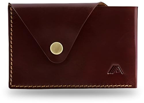 A-SLIM Tsuki Visitenkartenetui || Minimalistische schlanke Ledergeldbörse für Herren || Handgefertigte Geldbörse aus Vollnarbenleder, Mahagoni Braun, Einheitsgröße, Minimalistisch