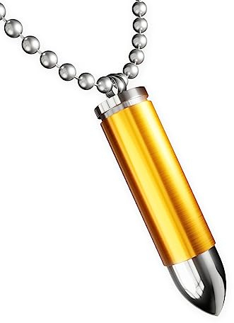 Fly Style Patrone Kettenanhänger aus Edelstahl mit Geheimfach - Halskette Herren, Farbwahl:gold + Kette