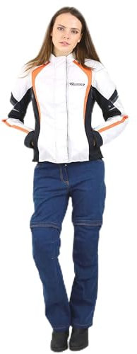 Nerve Shop Damen Motorradjacke -Artemis- Motorrad Wasserdicht Jacke mit Protektoren Sommer Winter Textil Frauen - weiß-schwarz - 36