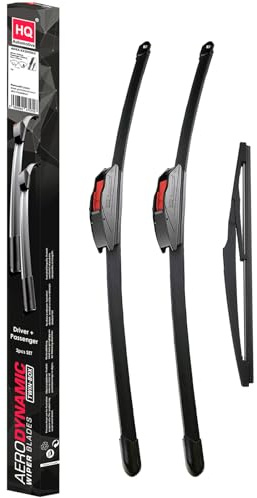 HQ AUTOMOTIVE Wiper Blades for PEUGEOT 1007 (2005-2011), VAUXHALL Insignia Sports Tourer Estate A (2009-2017) | 3-piece front, 24 in + 18 in & rear 12-in set, J-Hook connector, graphite-coated rubber, rain sensor ready
