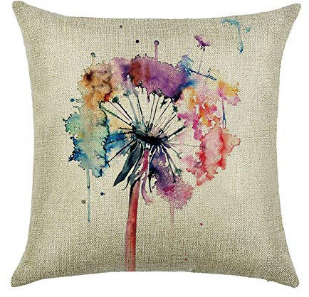 WEIANG Kissen Vintage Blumen Lotus Cherry Blossom Dandelionemälde Dicke Baumwolle Leinen Doppelseitig 18 x 18/45 x 45 cm Überwurf Kissen Fällen 12