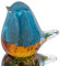 H&D Moderne Glasskulptur - Kreative Deko Tier Skulptur aus Glas - Blau und Gelb Vogel