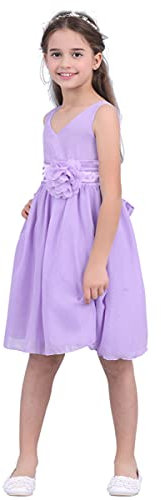 iEFiEL Vestito da Ragazza Principessa Abito da Sera Bambine Abiti da Sposa Damigella d'Onore Bambina Chiffon Senza Maniche Elegante Fiore Cerimonia 2-14 Anni Lanvanda 12 Anni