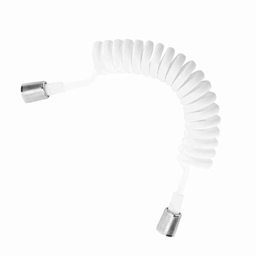 Adjustable 2m Flexible Telescopic Shower Hose with ABS Spring - Universal Replacement for Handheld Shower Heads & Bidet Sprayers in Bathrooms (White)
