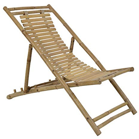 Lesli Living Strandstuhl Gartenliege Bambus 2er Set 113x60x75cm