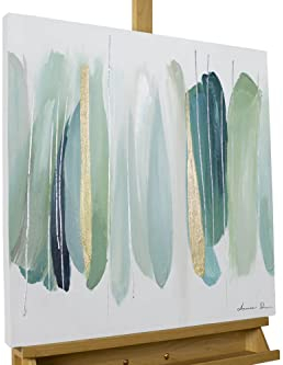 KunstLoft Leinwandbild | 100% HANDGEMALT | 60x60cm | Gemälde 'Melodie der Natur' | Abstrakt | Grün | Wandbild Wohnzimmer