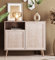 Newfurn Kommode Sonoma Eiche Rattan Optik Sideboard Modern Skandinavisch - 101,5x87x40 cm (BxHxT) - Highboard Anrichte Boho - Wohnzimmer Schlafzimmer Flur Esszimmer