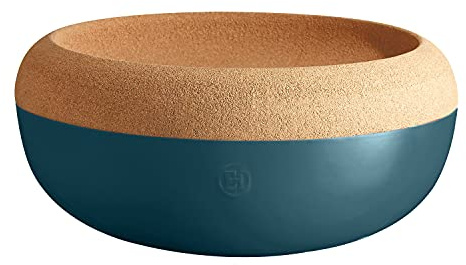 Emile Henry Ciotola grande per frutta e verdura, in ceramica, prodotta in Francia, diametro 35,8 cm, colore: blu fiamma
