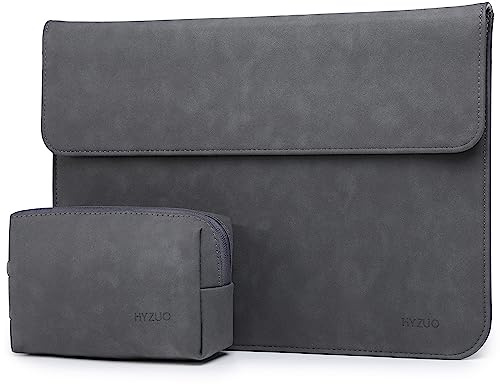 HYZUO 13.3-14 Inch Laptop Sleeve Bag for MacBook Pro 14 M4/M3/M2/M1 Pro/Max A3401 A3185 A3112 2025-2021, MacBook Air 13.3 A1369 A1466, 13.8/13.5 Surface Laptop 7-1, Case with Pouch, Space Grey-H