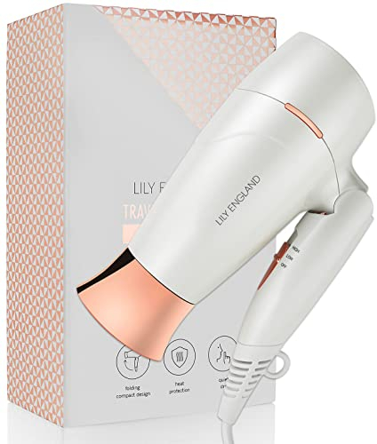 Hairdryers for Women - 1800 W with 3 Heat Settings, 2 Speed Controls, and Cool Shot Button by Lily England with UK Plug (White)